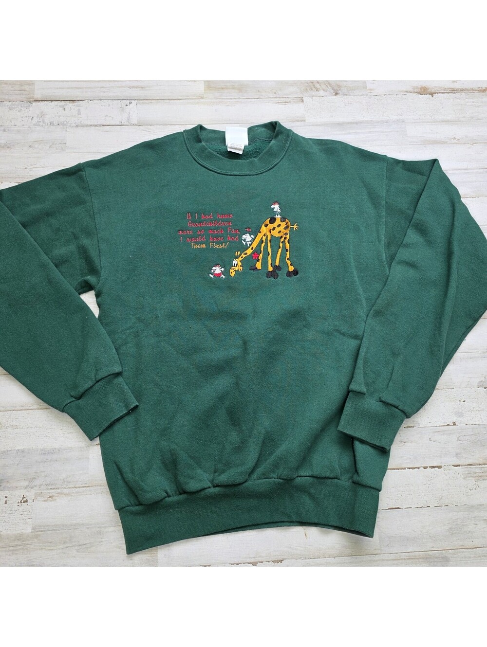 VTG Embroidered Grandparent Sweatshirt Santee 90s Giraffe Grandma Grandpa MED